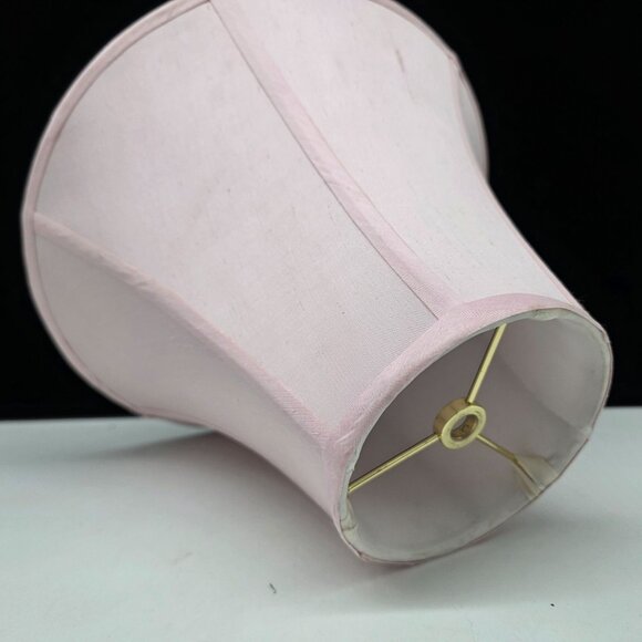 Vintage Pink Fabric Lamp Shade Bell Style With Brass Fitting - Picture 9 of 9